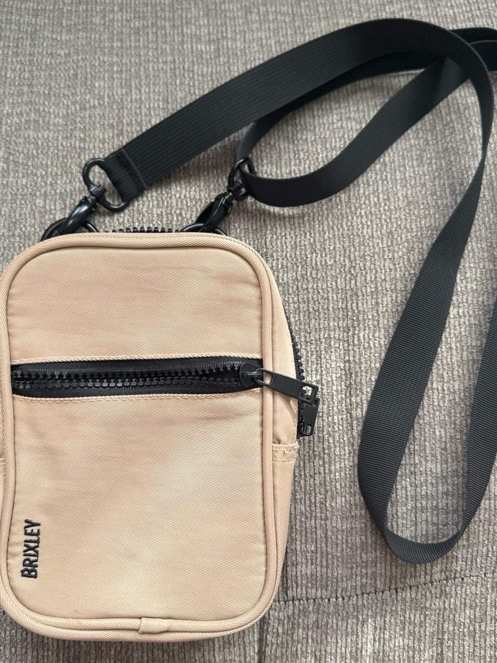 BRIXLEY Beige Crossbody Bag with Black Strap